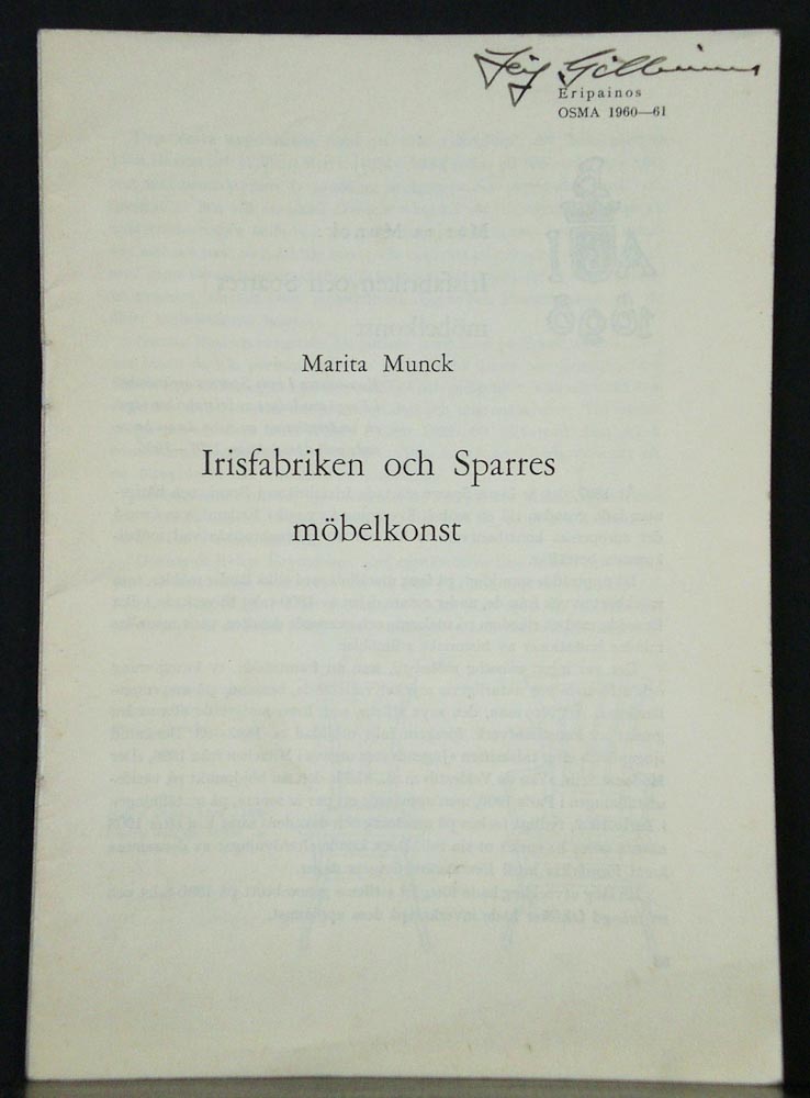 Munck, Marita: Irisfabriken och Sparres möbelkonst