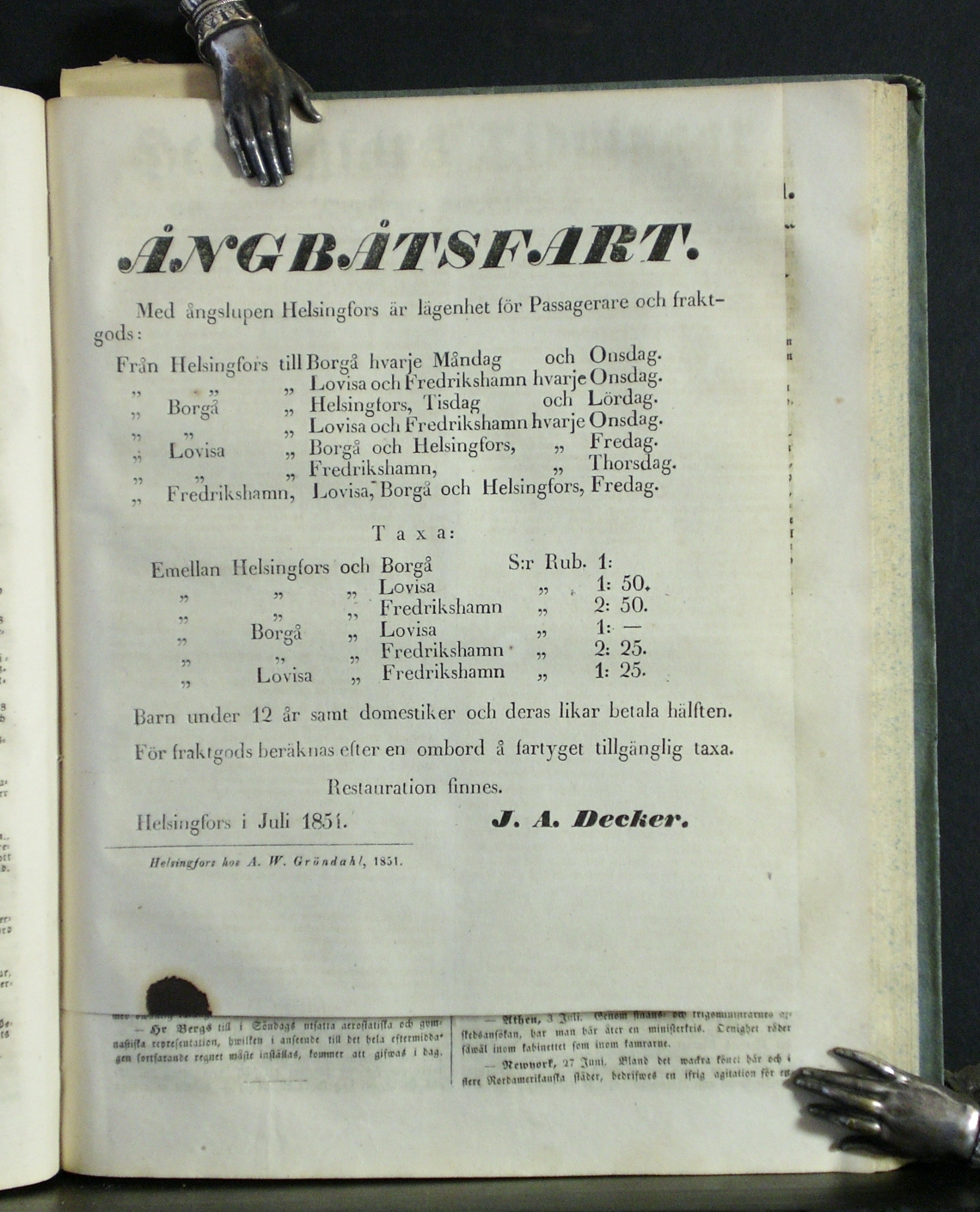 Helsingfors tidningar 1851