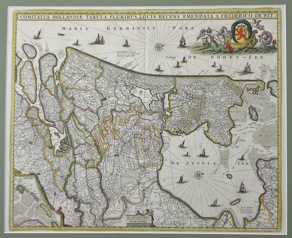 Wit de, Frederico: Comitatus Hollandiae Tabula Pluribus Locis Recens Emendata A Frederico de Wit