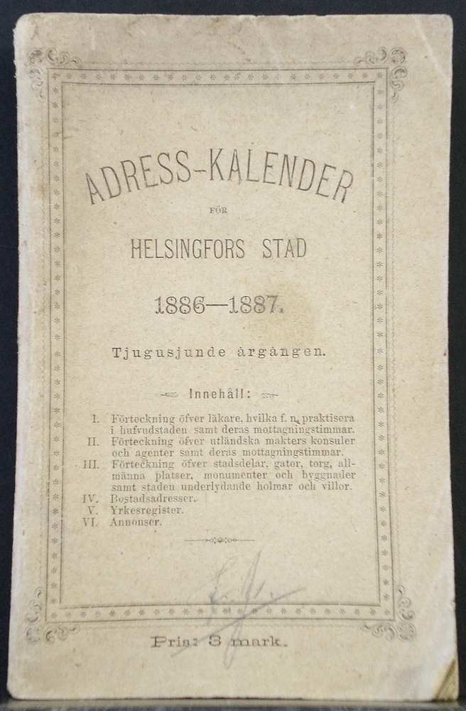 Adress-Kalender för Helsingfors stad 1886-1887
