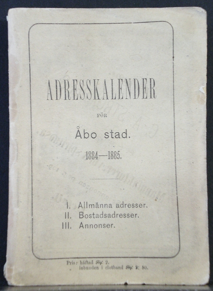 Turku - Åbo: Adresskalender för Åbo stad 1884-1885 - kaupungit