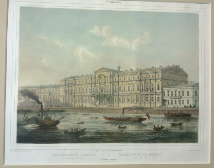 Dessiné par J. Charlemagne, Lith. par J. Jacottet et Bachelier: Михаиловский дворецъ / Palais du Gd. Duc Michele