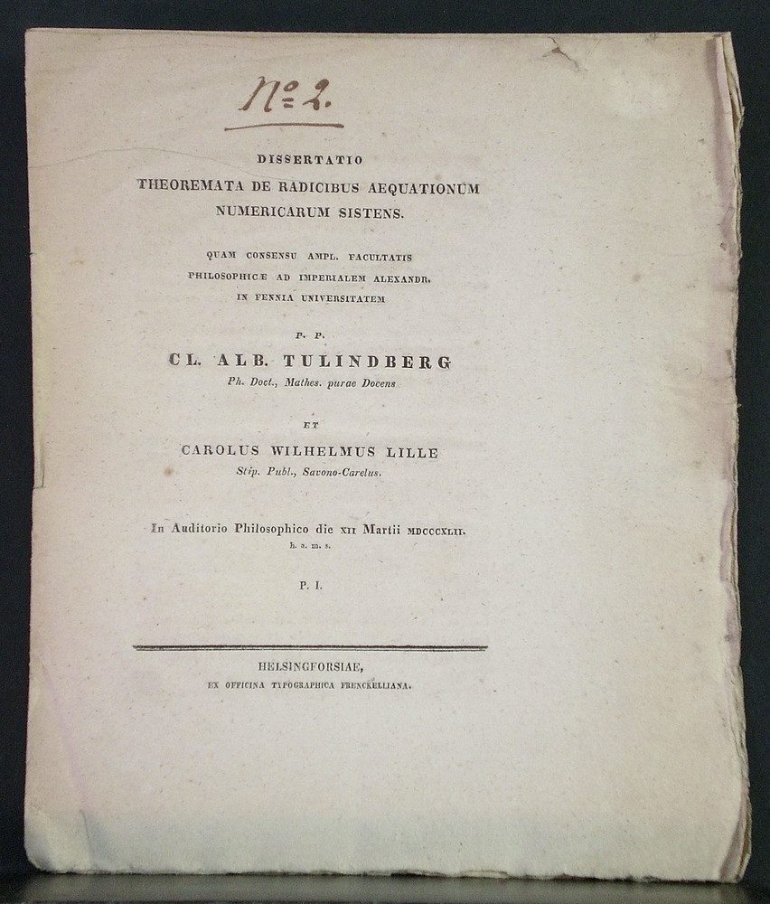 Dissertatio theoremata de radicibus aequationum numericarum sistens (1842)