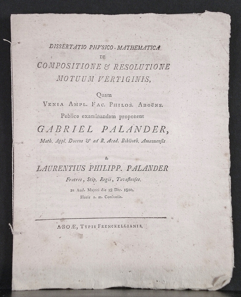 Dissertatio physico-mathematica de compositione & resolutione motuum vertiginis (1800)