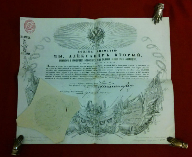 Божиею милостию мы, Александръ вторый, императоръ и самодержецъ всероссийский, царь польский, великий князь Финляандский....мы барона Карла - История и военная история / Historia ja militaria