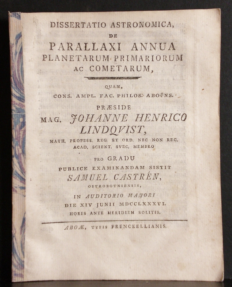 De parallaxi annua planetarum primariorum ac cometarum (1786)