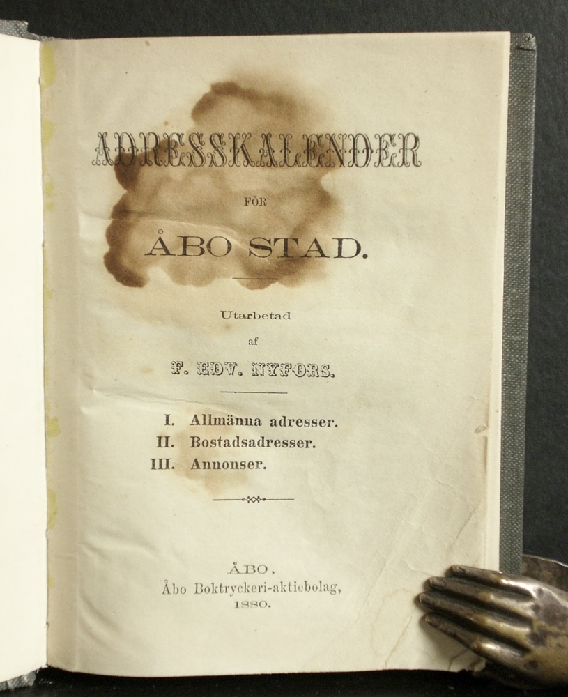 Nyfors, F.Edv.: Adresskalender för Åbo stad 1880-1881