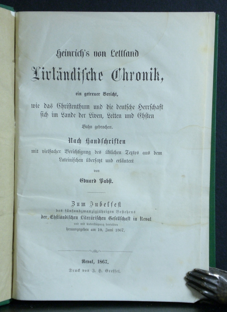 Heinrich's von Lettland. Livländische Chronik (1867)