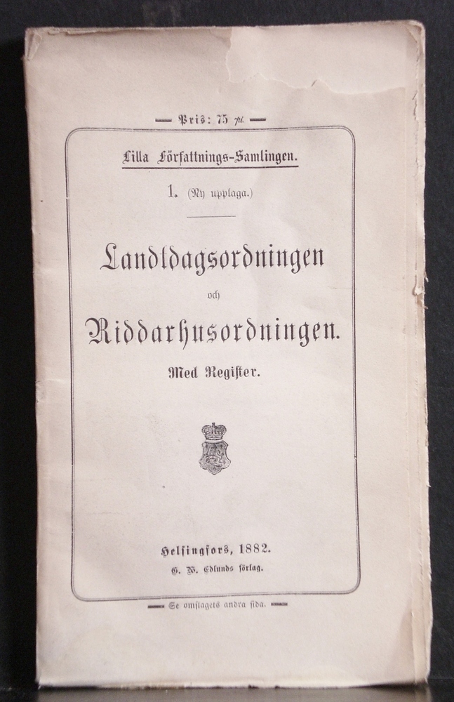 Landtdagsordningen. Riddarhusordningen. Med Register (1882)