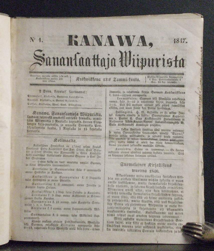 Kanawa, Sanansaattaja Wiipurista 1847