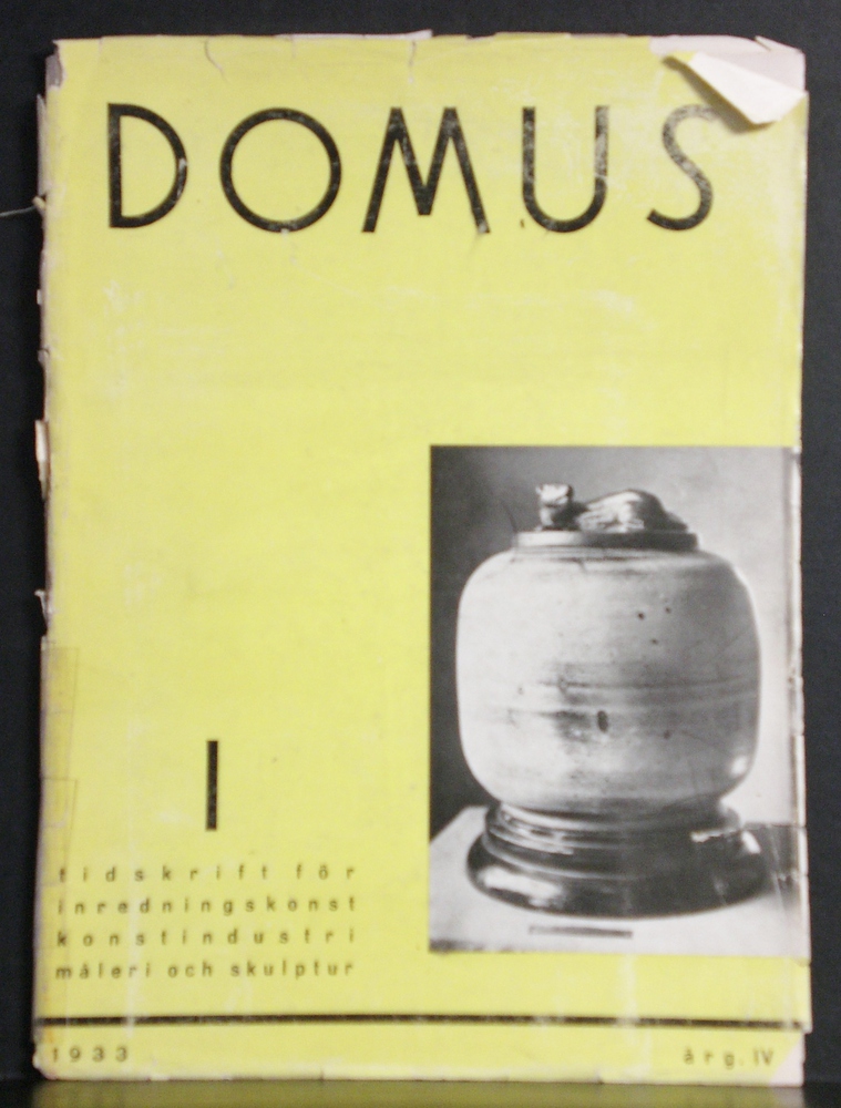 Domus. No. 1. Tidskrift för inredningskonst, konstindustri, måleri och skulptur. Årg. 4. 1933