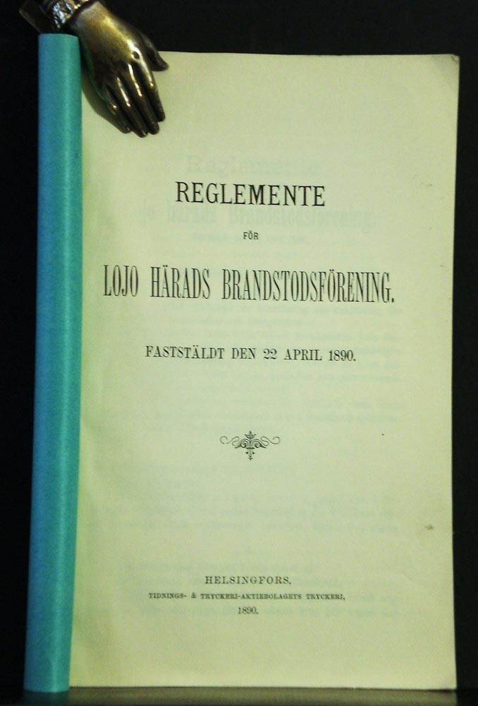 Reglemente för Lojo härads Brandstodsförening, faststäldt den 22 april 1890