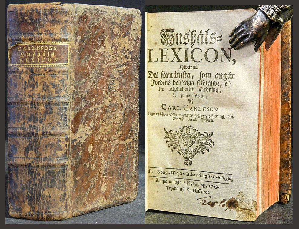 CARL CARLESON Hushåls-lexicon (1769)