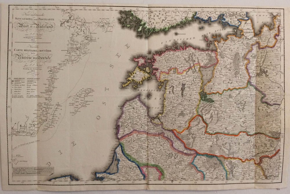 Knittel, J. E.: Neue militarische Situations und Postkarte von West-Russland. Nouvelle carte militaire et routière de la Russie occidentale