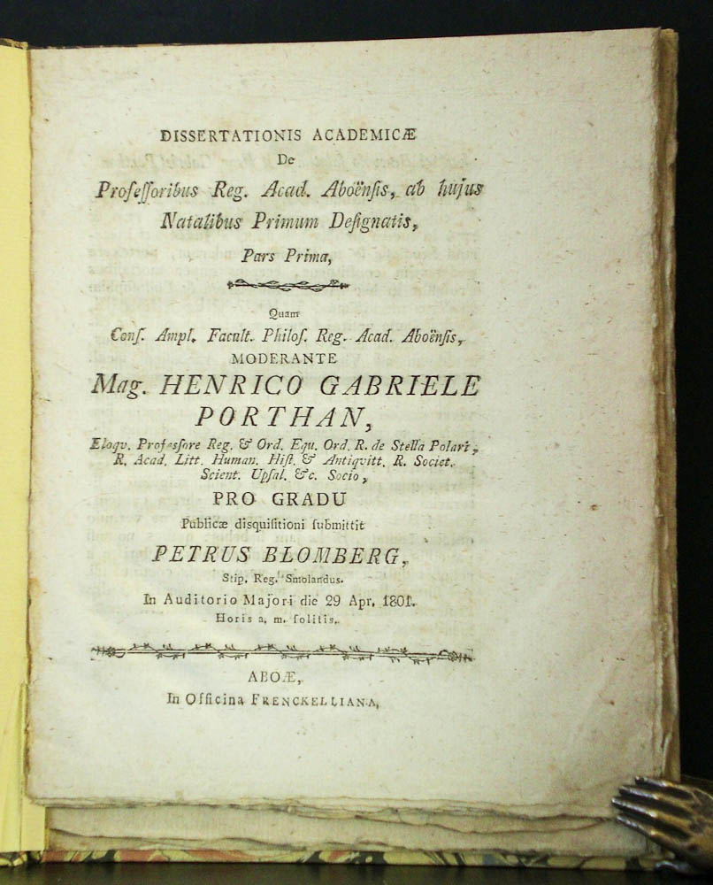 De professoribus Reg. Acad. Aboënsis, ab hujus natalibus primum designatis, pars I-III (1801)