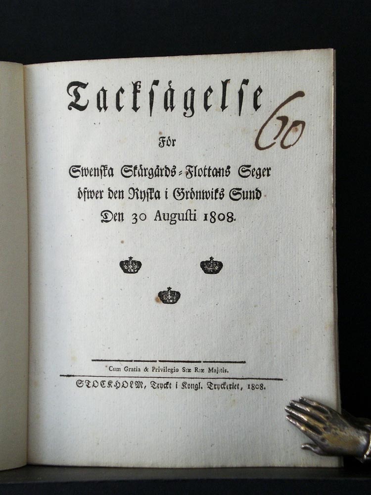 Tacksägelse för Swenska Skärgårds-Flottans Seger öfwer den Ryska i Grönviks Sund den 30 Augusti 1808
