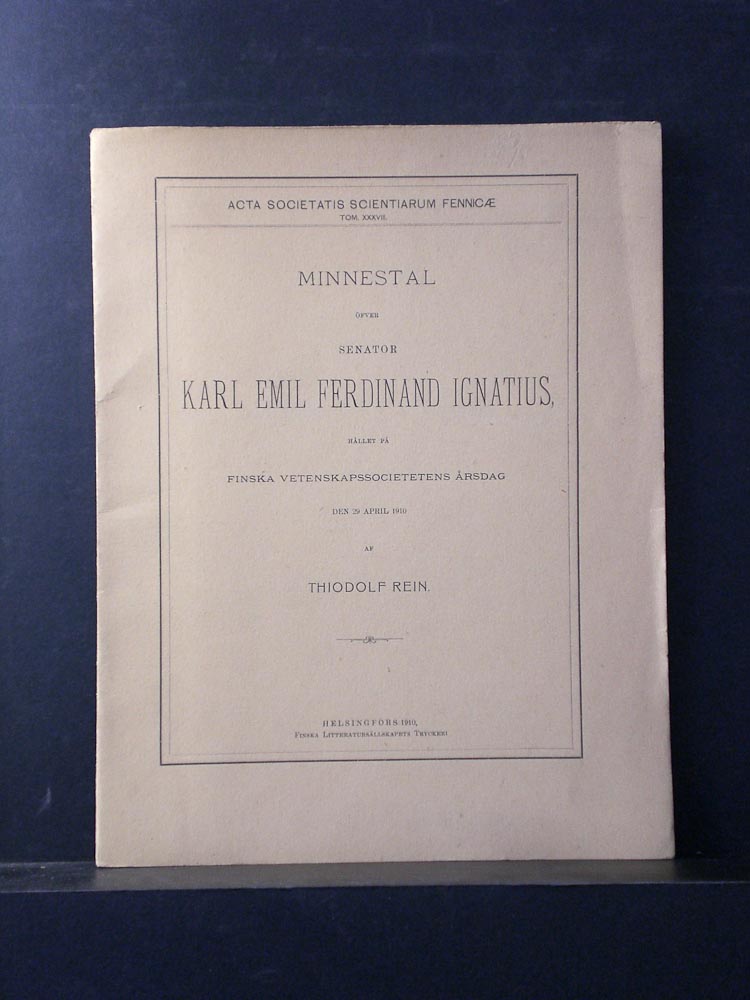 Minnestal öfver senator Karl Emil Ferdinand Ignatius 1910