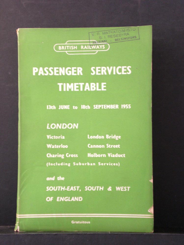 British Railways. Passenger service timetable, 13th June to 18th September 1955