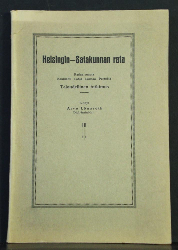 Arvo Lönnroth Helsingin - Satakunna rata (1929)