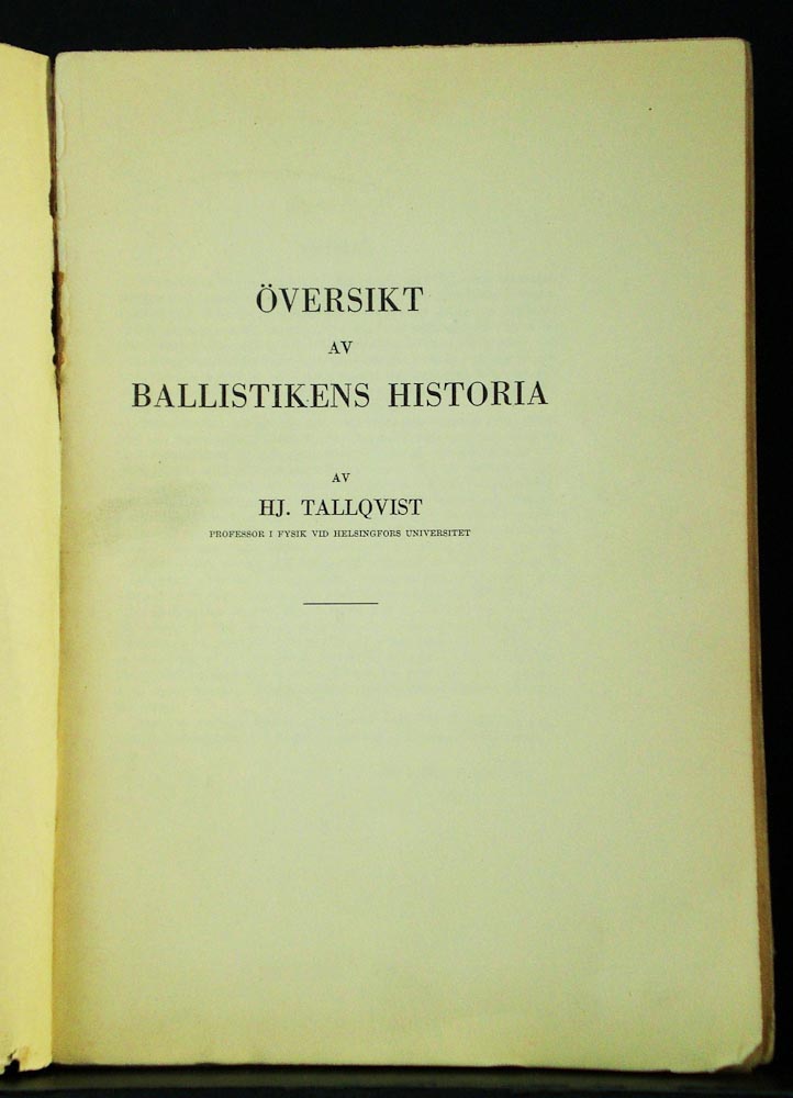 HJ. TALLQVIST Översikt av ballistikens historia (1931)