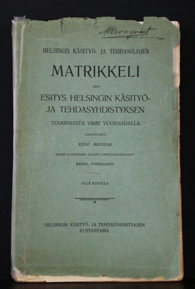 EDV. BERGH Helsingin käsityö- ja tehdasolojen matrikkeli (1904)