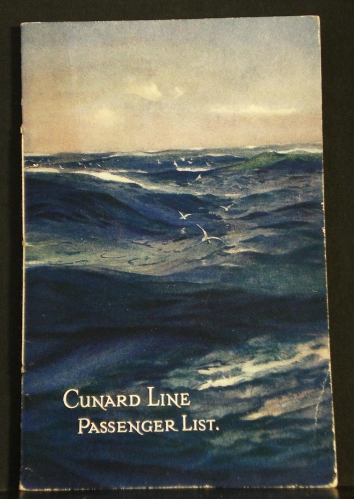 Cunard Line, list of passengers - R.M.S. "Berengaria" - meri