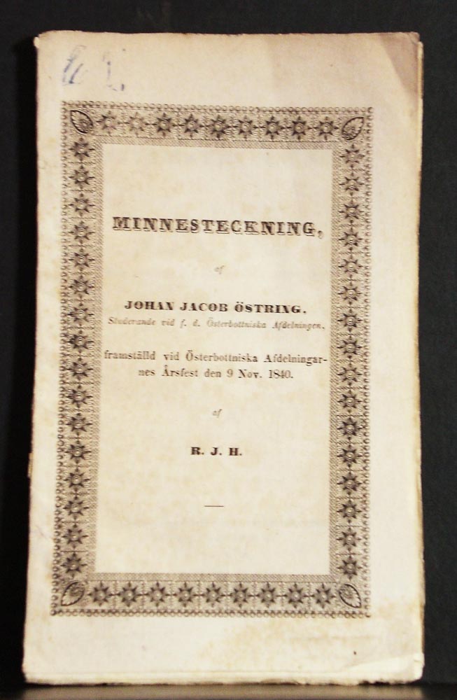 Minnesteckning af Johan Jacob Östring (1840)