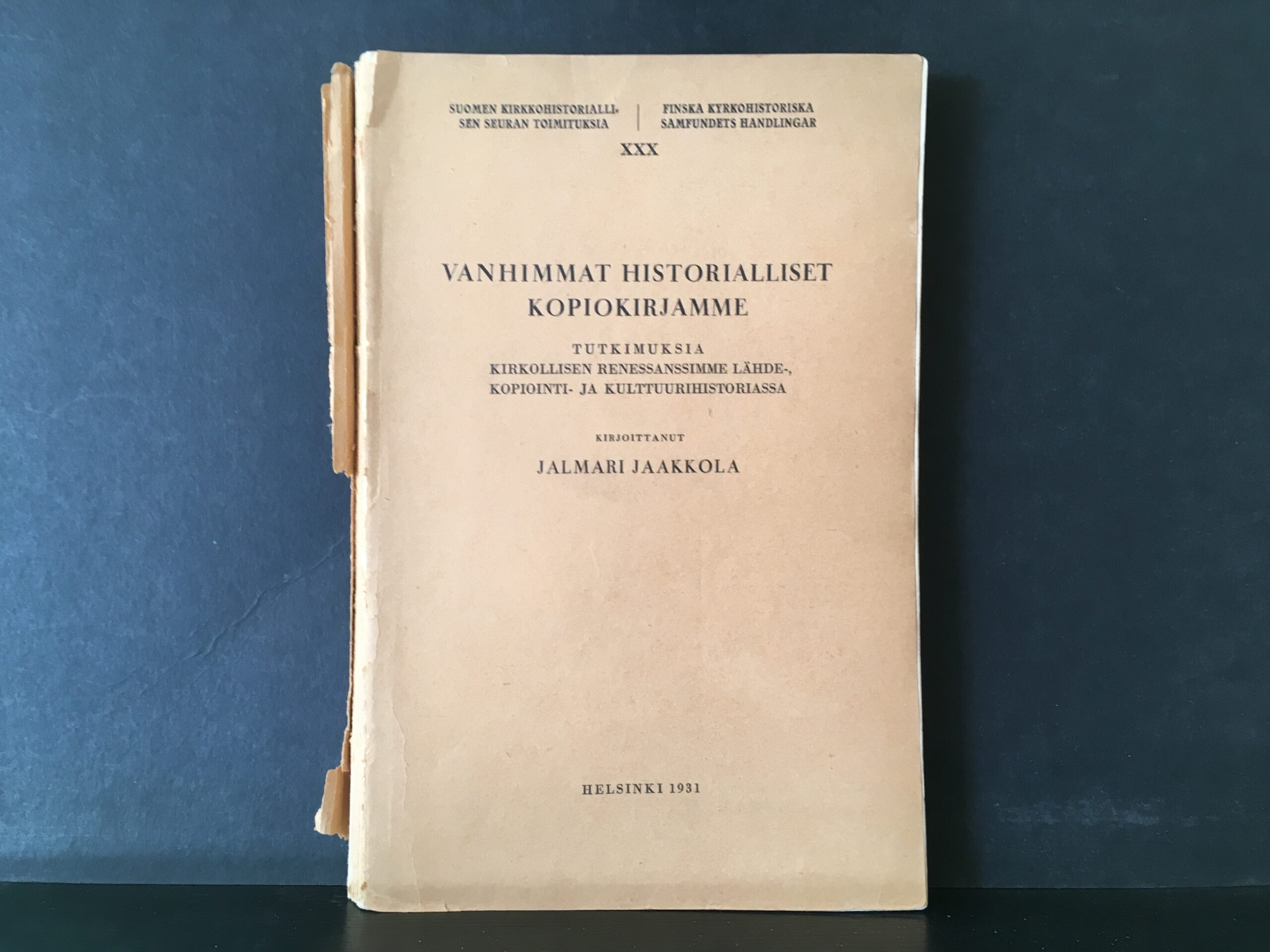 Jaakola, Jalmari: Vanhimmat historialliset kopiokirjamme : tutkimuksia kirkollisen renessanssimme lähde-, kopiointi- ja kulttuurihistoriassa