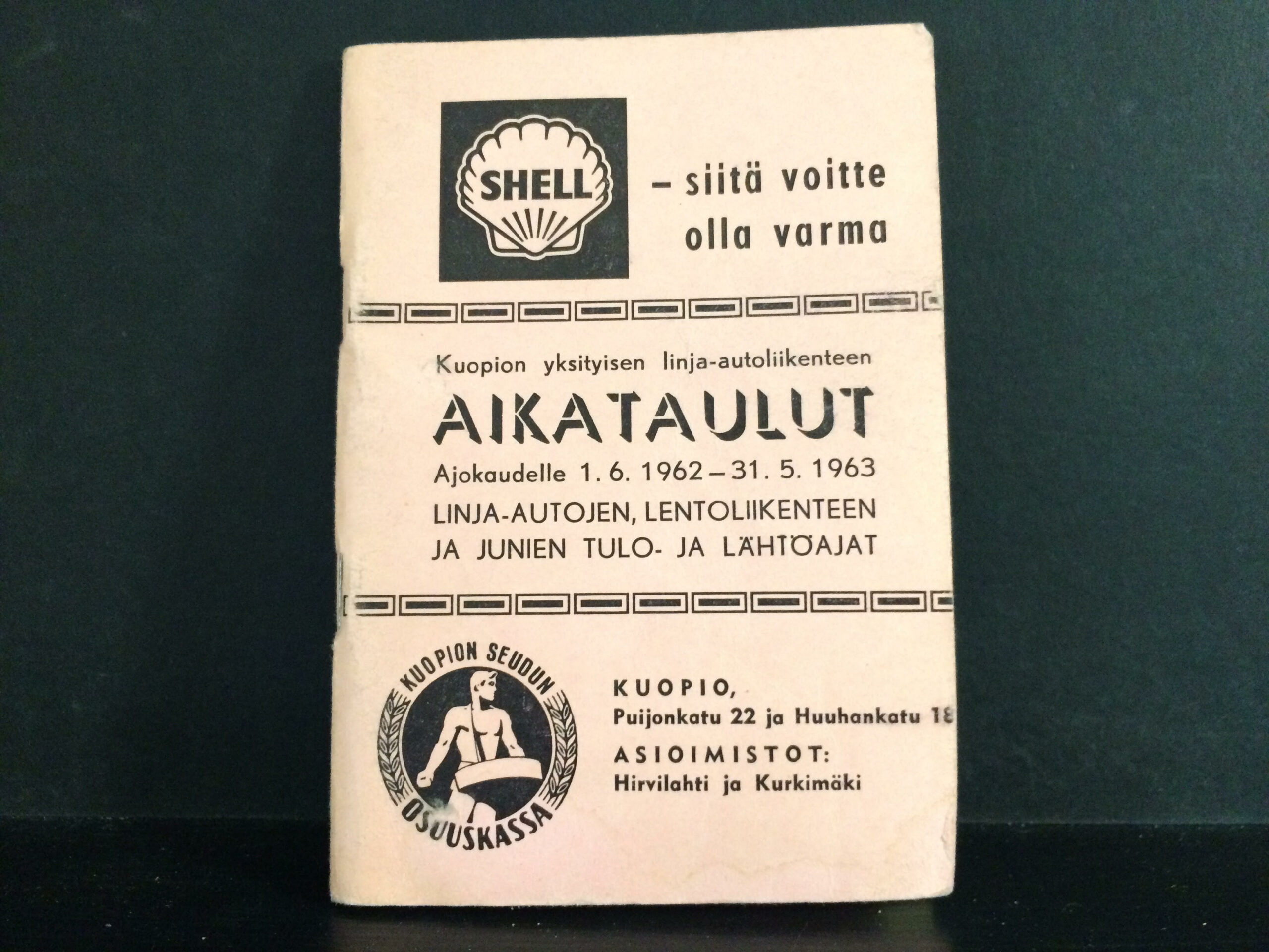 Kuopion yksityisen linja-autoliikenteen aikataulut 1962-1963
