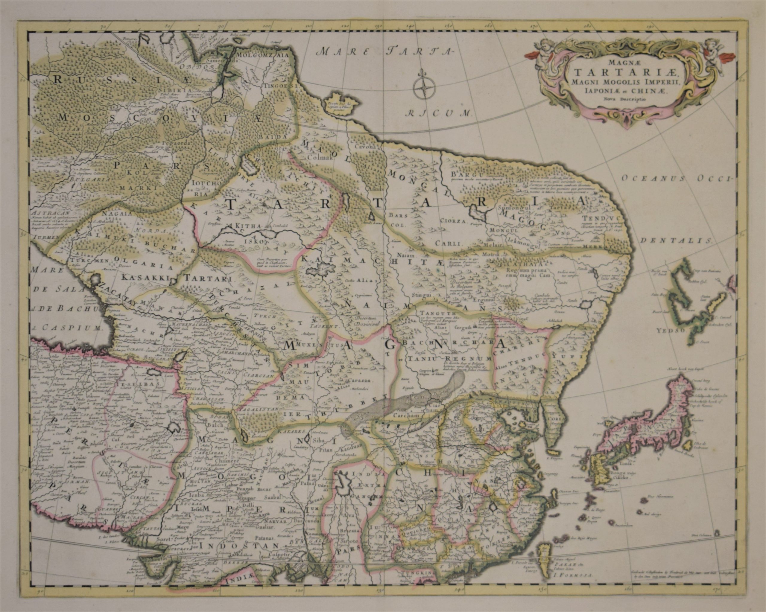 FREDERIK DE WIT Magnae Tartariae, Magni Mogolis Imperii, Iaponiae et Chinae (1680)