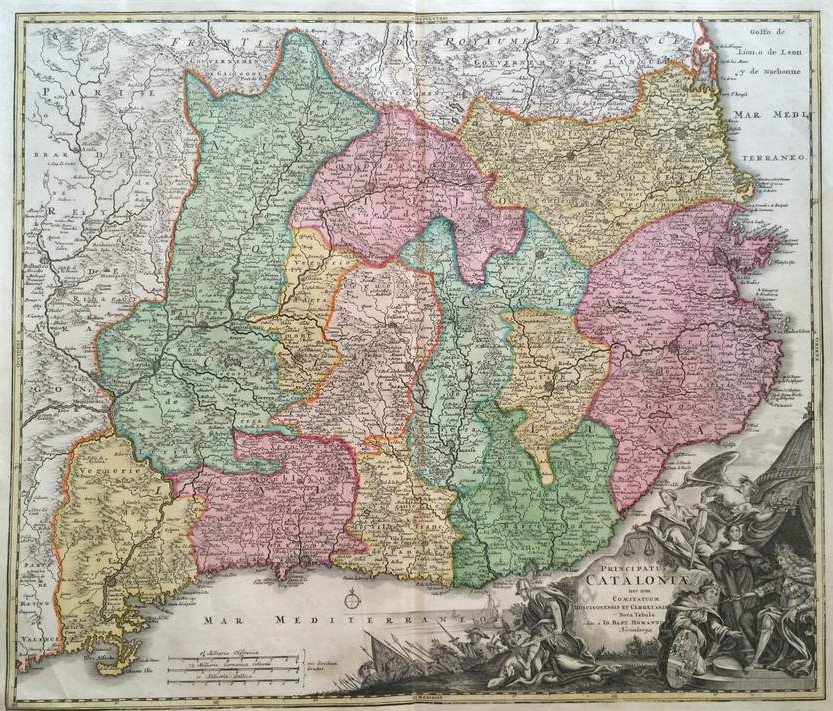 Homann, Joh. Bapt.: Principatus Cataloniae nec non Comitatuum Ruscinonensis et Cerretania Nova Tabula