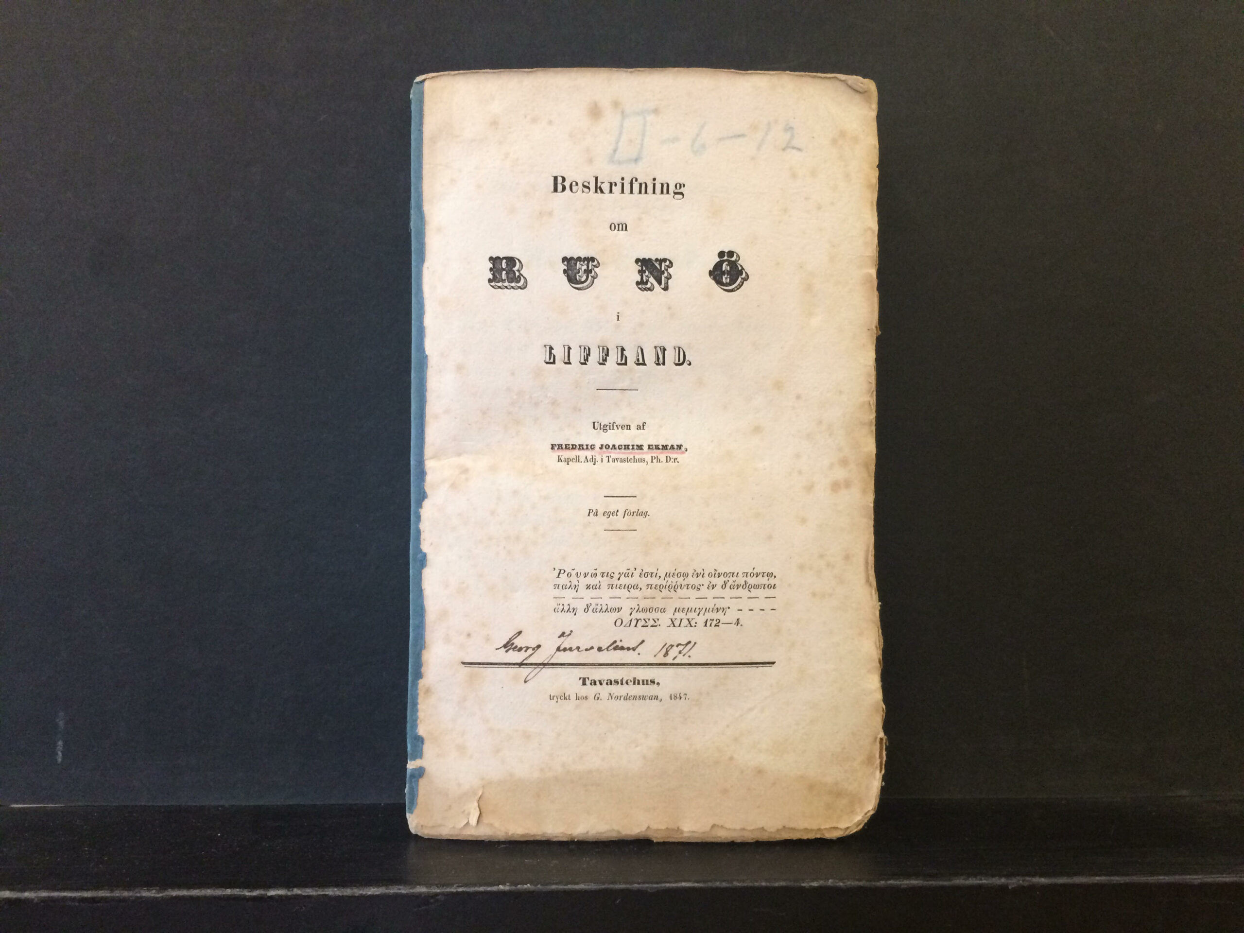 Beskrifning om Runö i Liffland (1847)