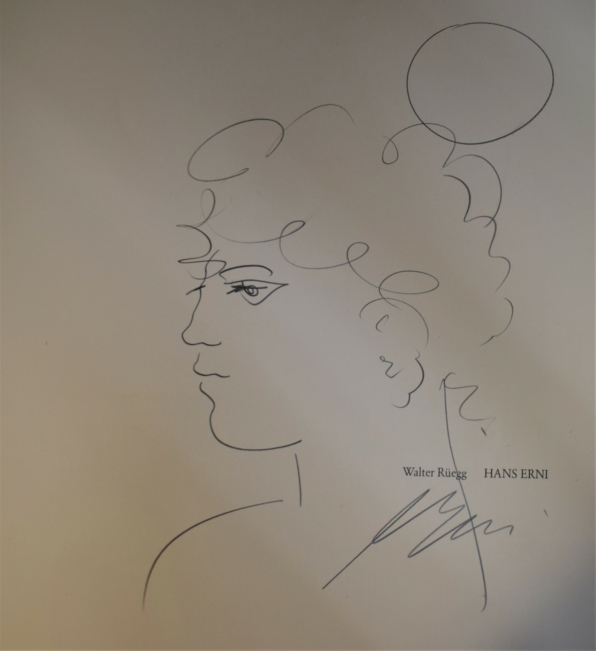 Hans Erni original pencil drawing
