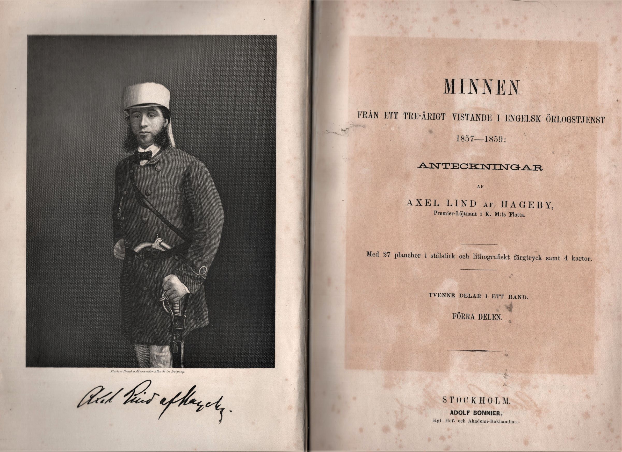Minnen från ett tre-årigt vistande i engelsk örlogstjenst 1857-1859 av Axel Lind af Hageby