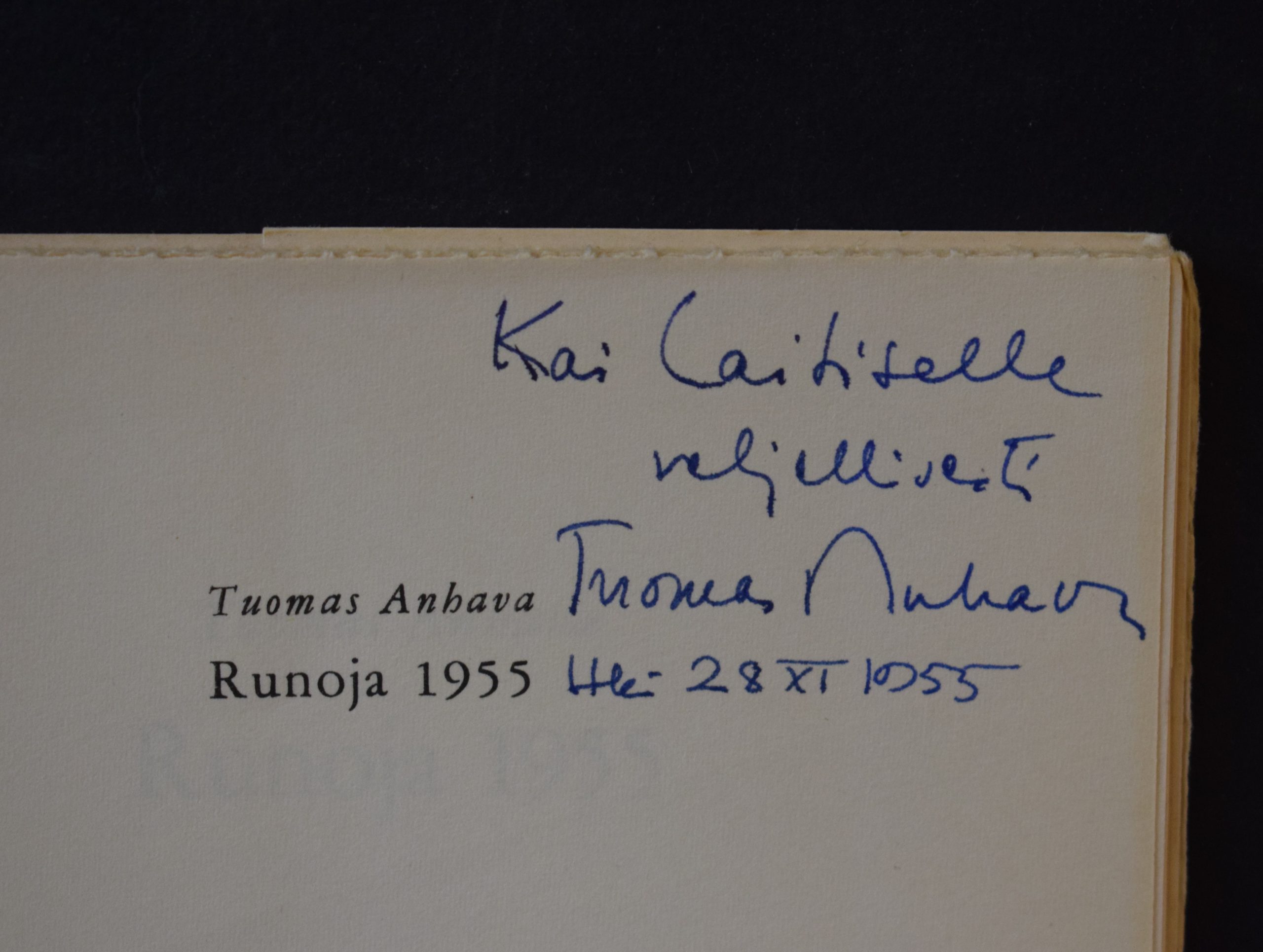 Anhava, Tuomas: Runoja 1955 (omiste) - Image 2