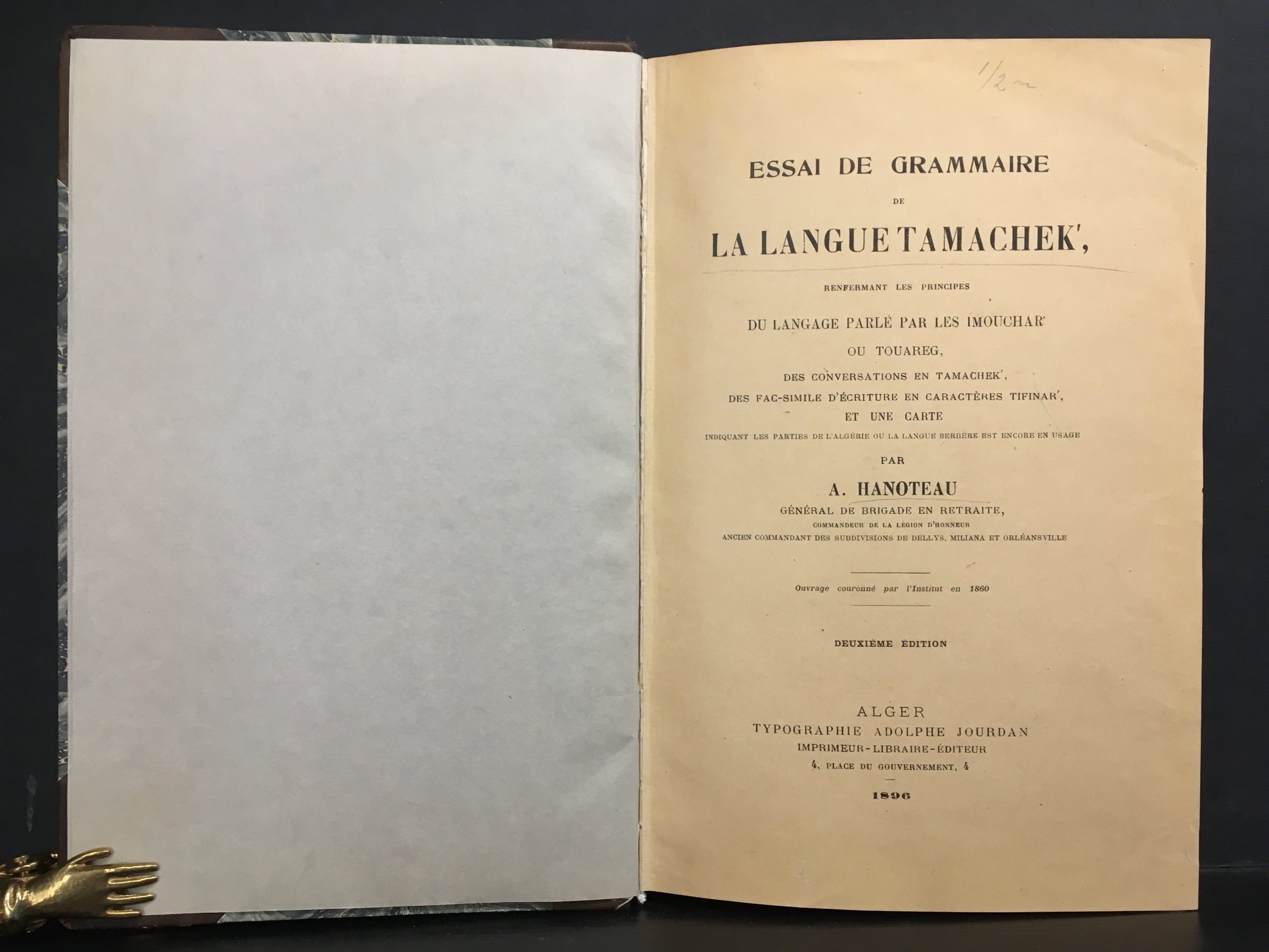 Hanoteau, A.: Essai de grammaire de la langue tamachek', renfermant les principes du langage parlé par les Imouchar' ou Touareg (1896) - Image 2