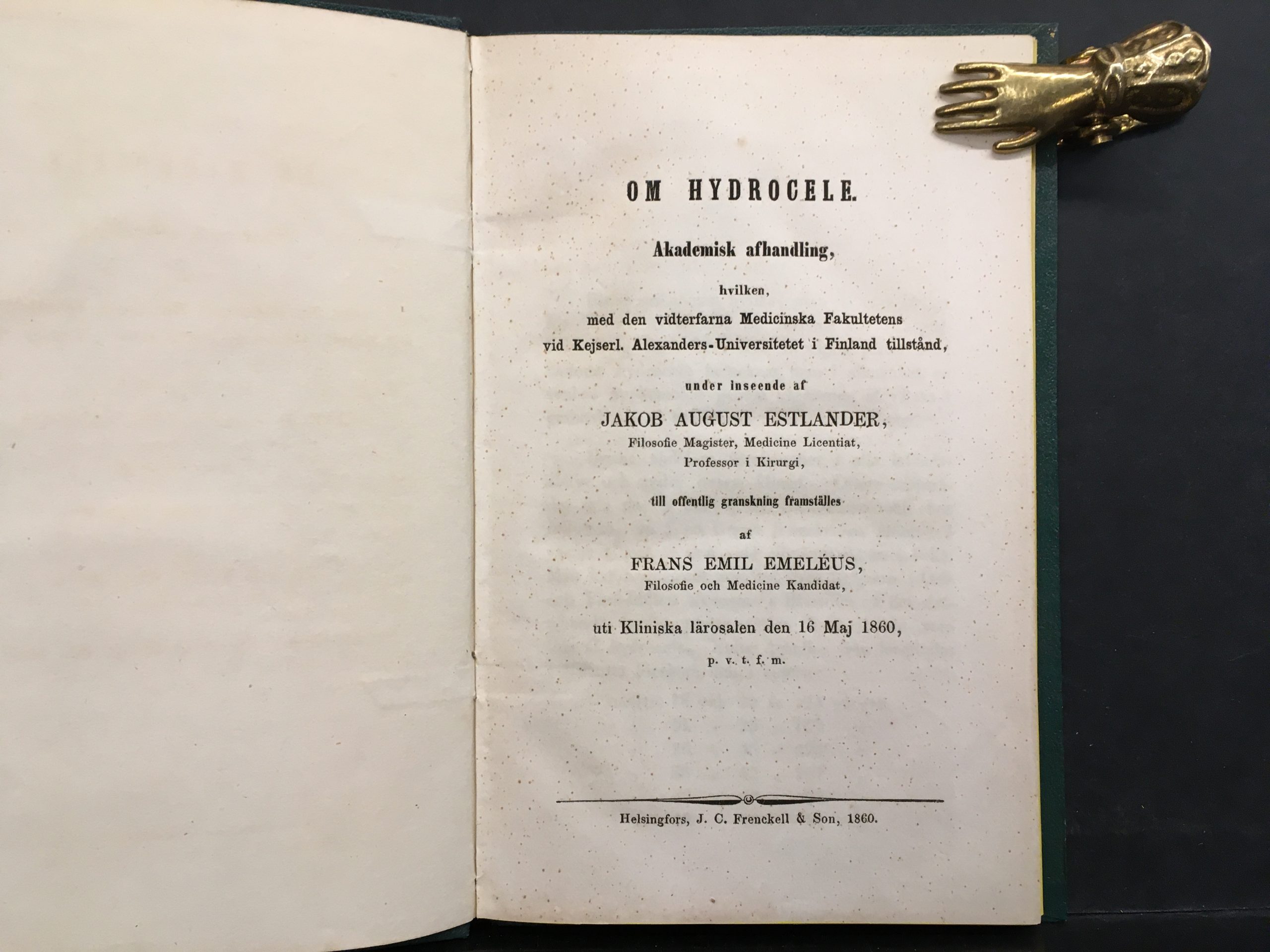 Emeléus, Frans Emil: Om hydrocele (1860) - Image 2