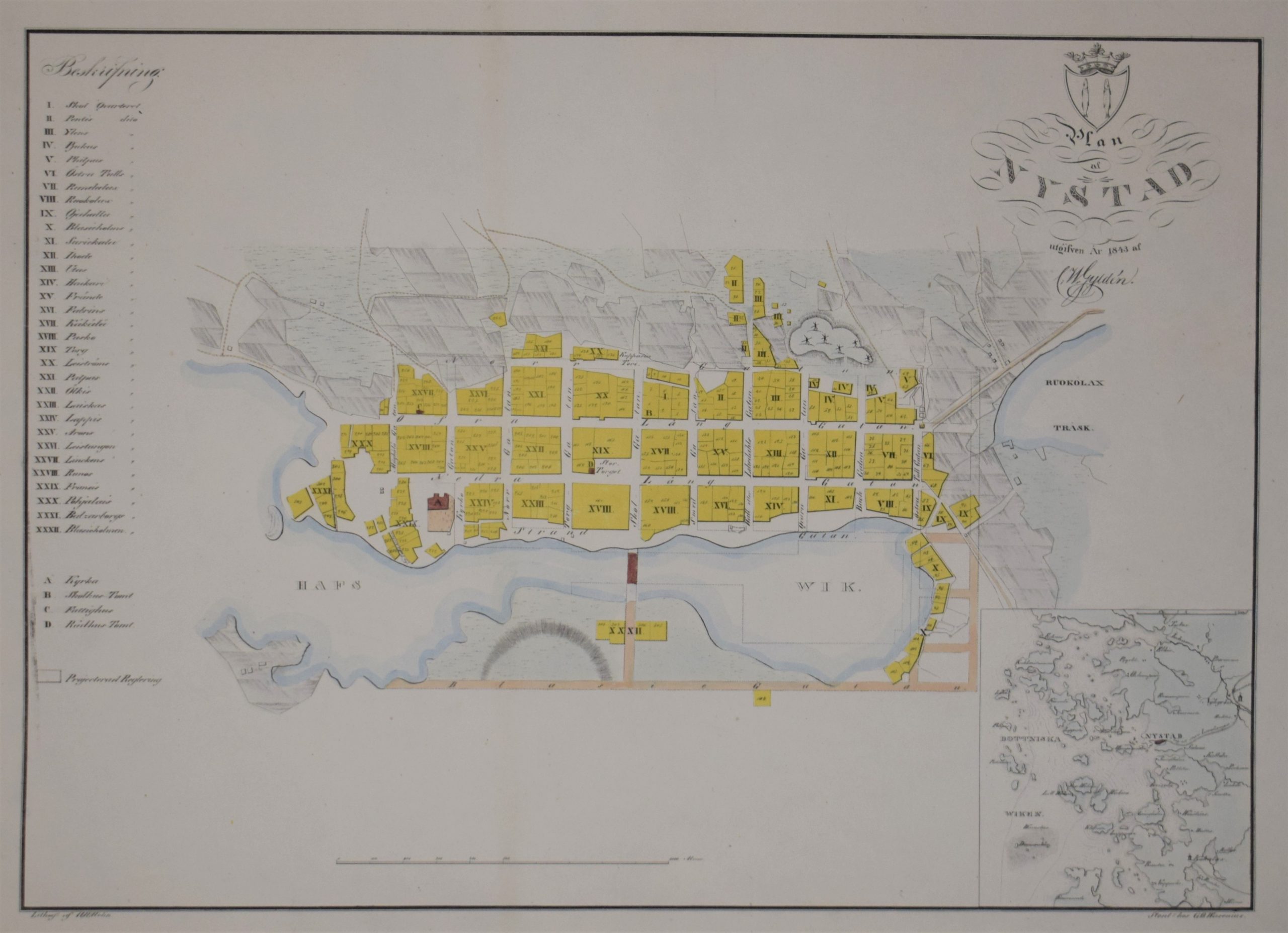 C.W. Gyldén Plan af Nystad (1843)