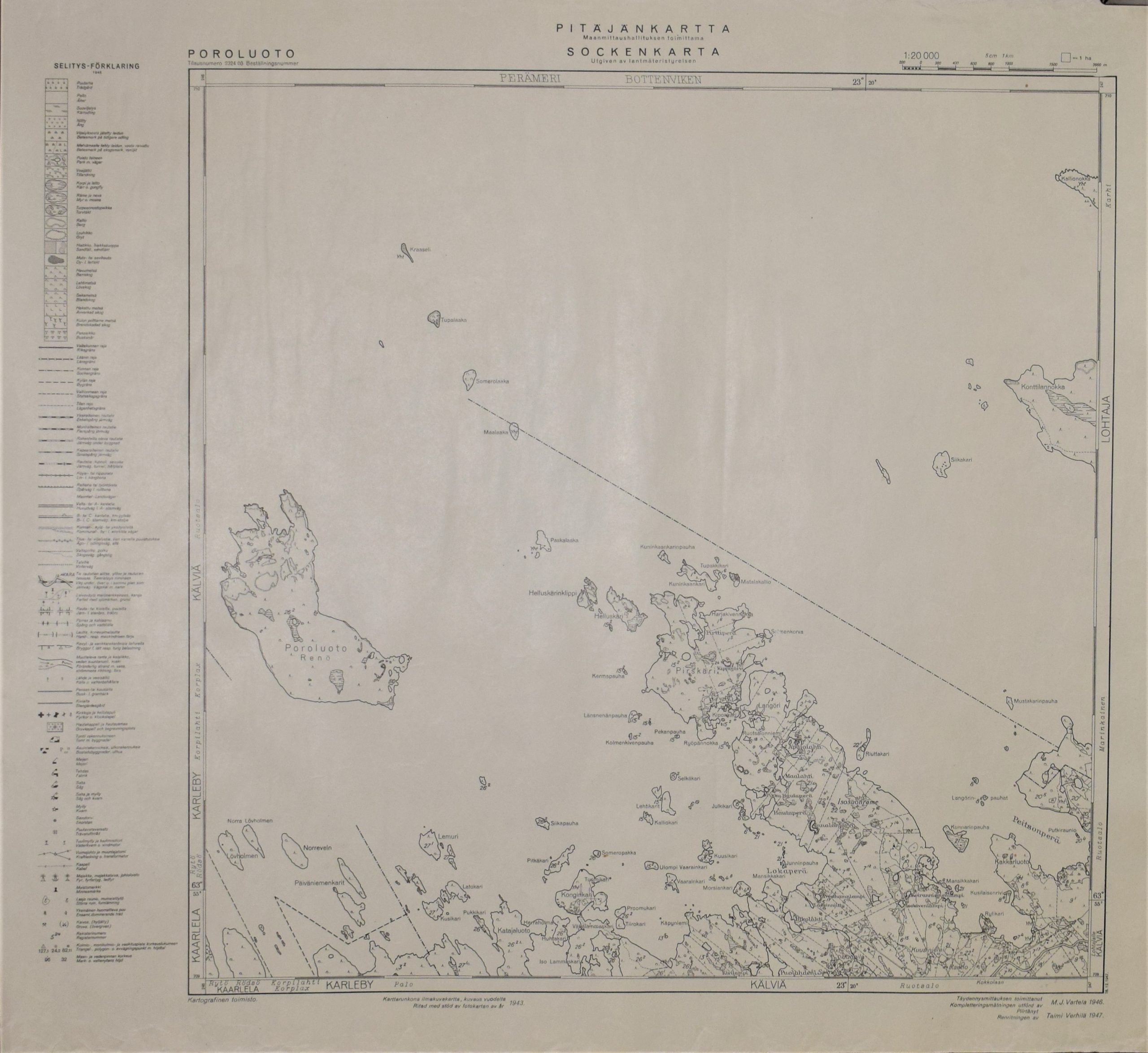 Poroluoto (1947) Pitäjänkartta – sockenkarta