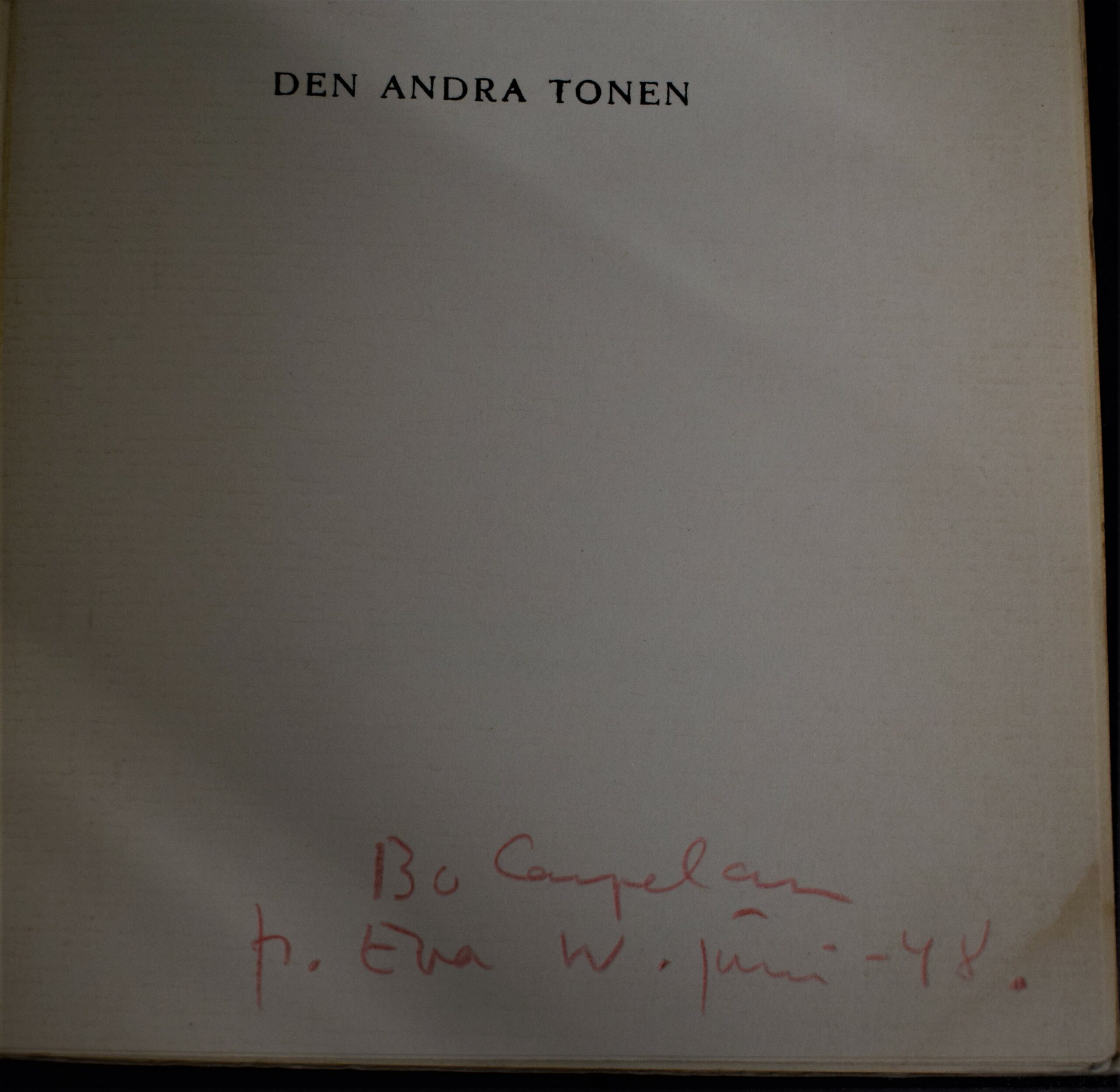 Den andra tonen - dedikation