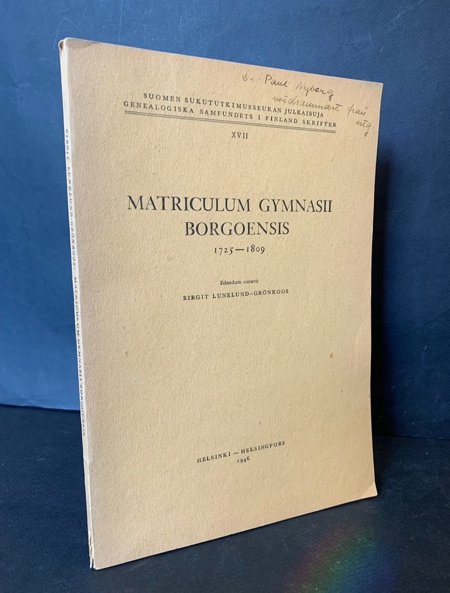 Matriculum Gymnasii Borgoensis 1725-1809 kirja