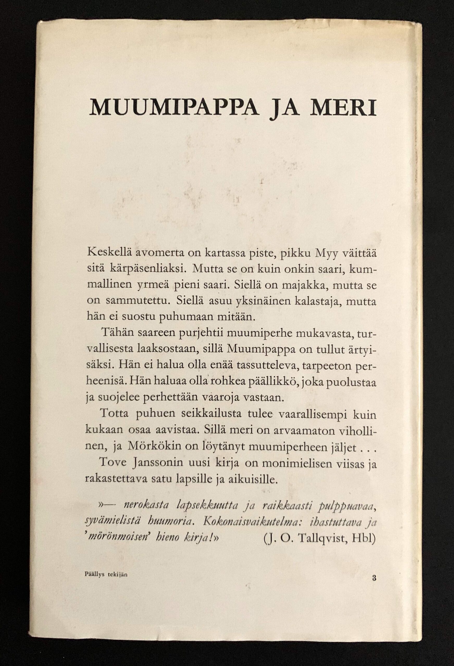 TOVE JANSSON TOVE JANSSON Muumipappa ja meri (1965)