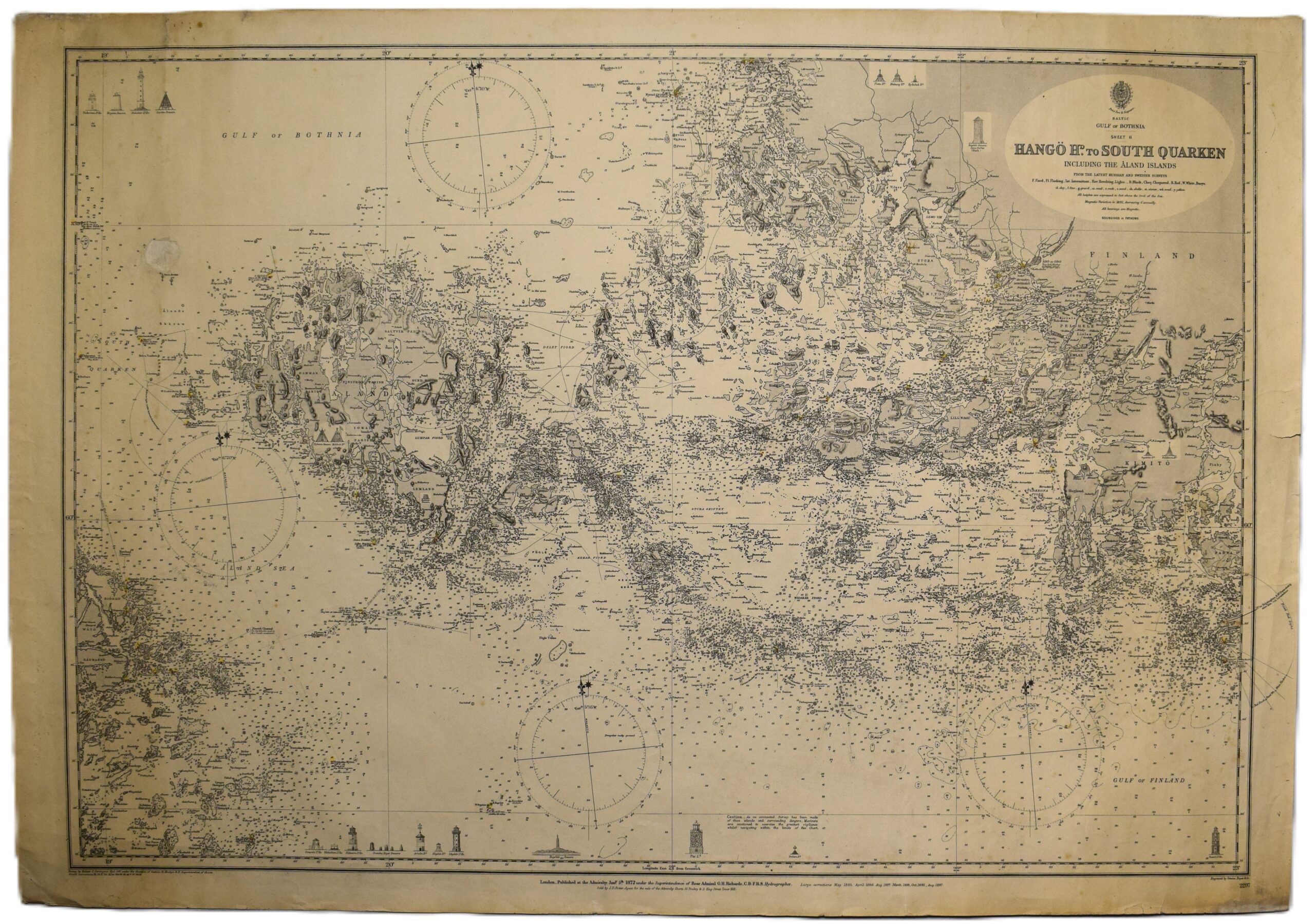 British Sea Chart of Åland islands & the Archipelago Sea (1897) | Merikortti Ahvenanmaasta ja Saaristomerestä | Engelskt sjökort över Åland och Skärgårdshavet, 1897.